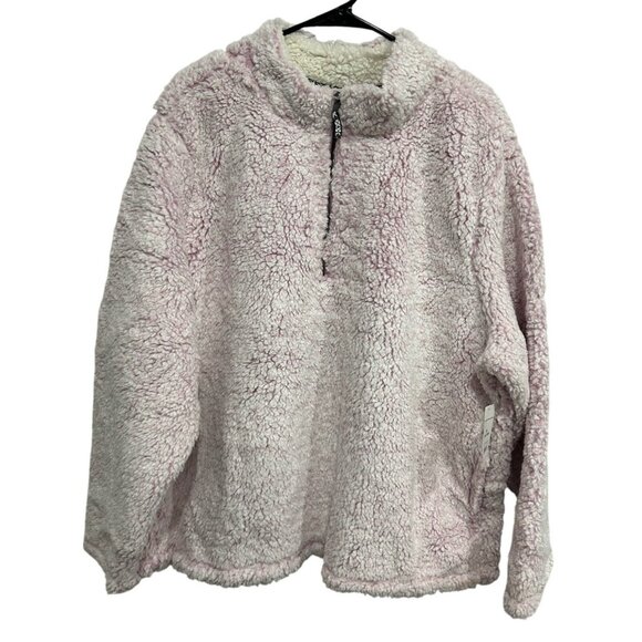 Time And Tru Plus Snow Tipped Pink Fleece Jacket With Half-Zip Sz 3X - Picture 1 of 10
